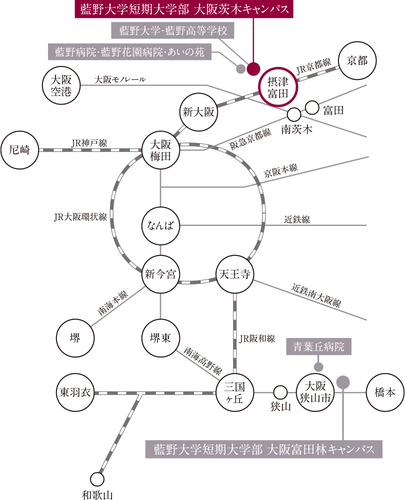 大阪茨木キャンパスへの交通アクセス 図